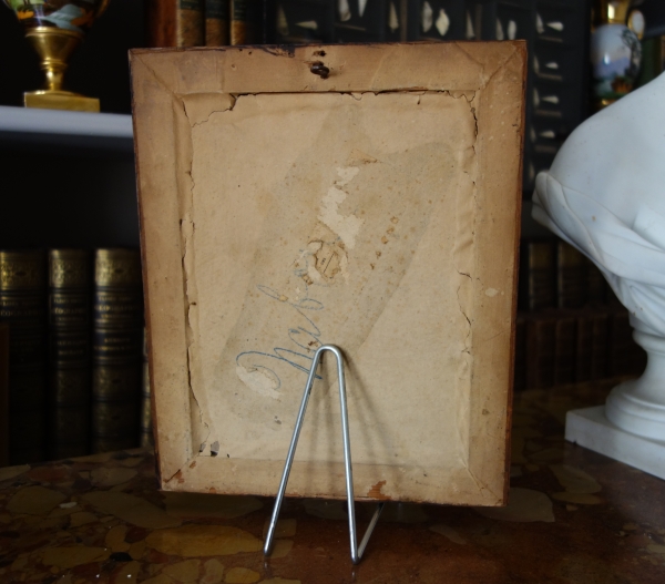 Gravure Royaliste - portrait de la Reine Marie Antoinette, cadre marqueterie d'époque Charles X