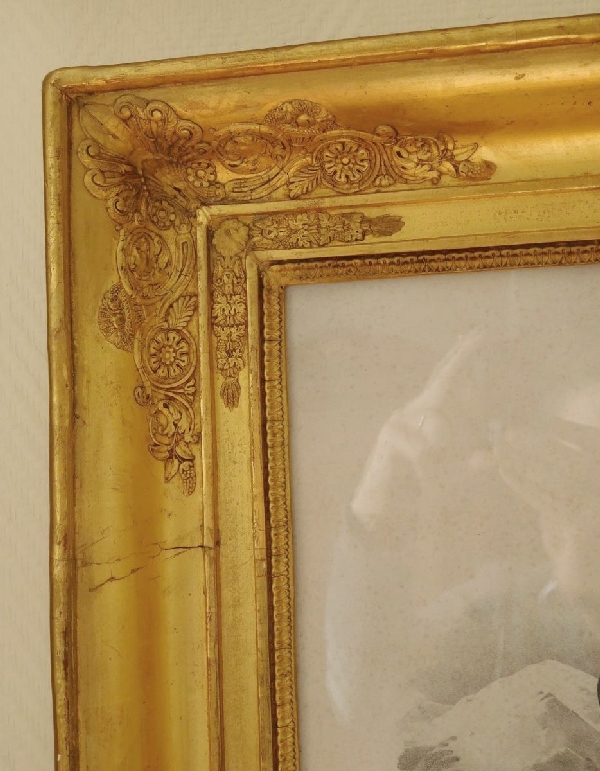 Emperor Napoleon engraving in an Empire gilt wood frame (gold leaf)