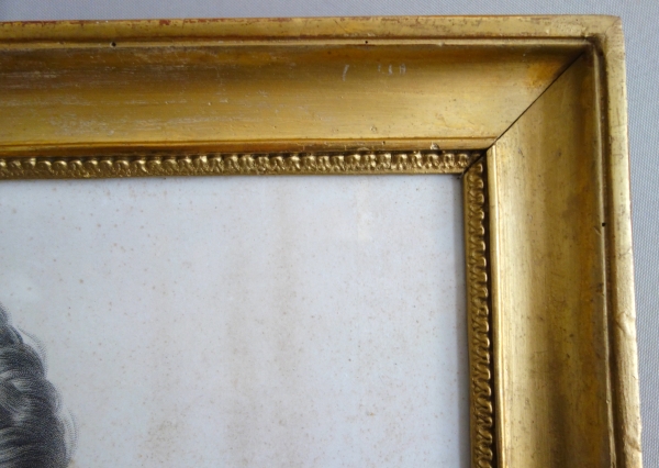 Gravure Royaliste - portrait de Charles X, Roi de France et de Navarre cadre en bois doré 1820