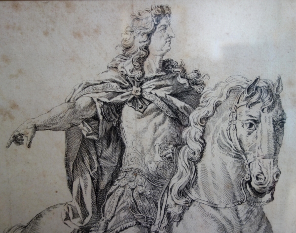Portrait équestre de Louis XIV d'après la statue de Girardon, gravure, XVIIIe siècle