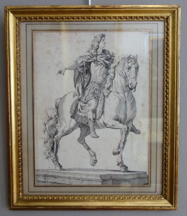 Portrait équestre de Louis XIV d'après la statue de Girardon, gravure, XVIIIe siècle