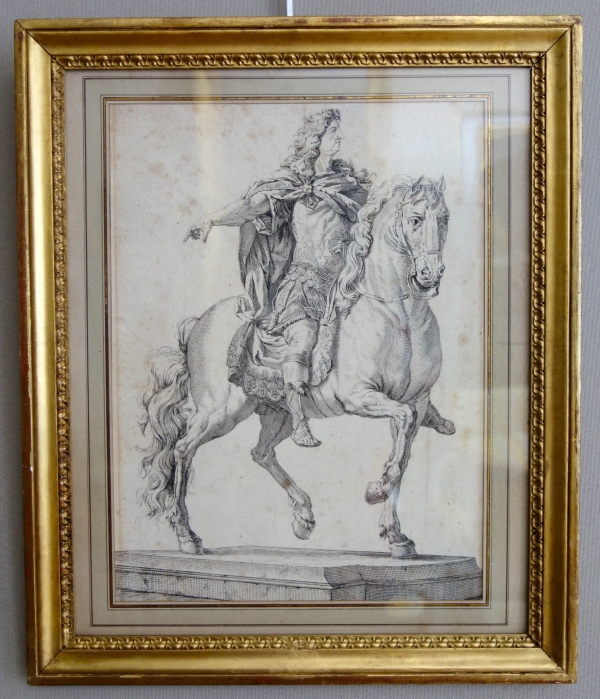 Portrait équestre de Louis XIV d'après la statue de Girardon, gravure, XVIIIe siècle