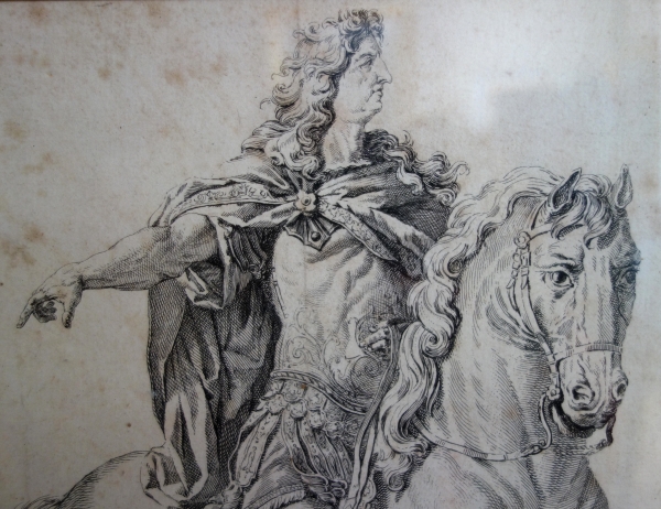 Portrait équestre de Louis XIV d'après la statue de Girardon, gravure, XVIIIe siècle