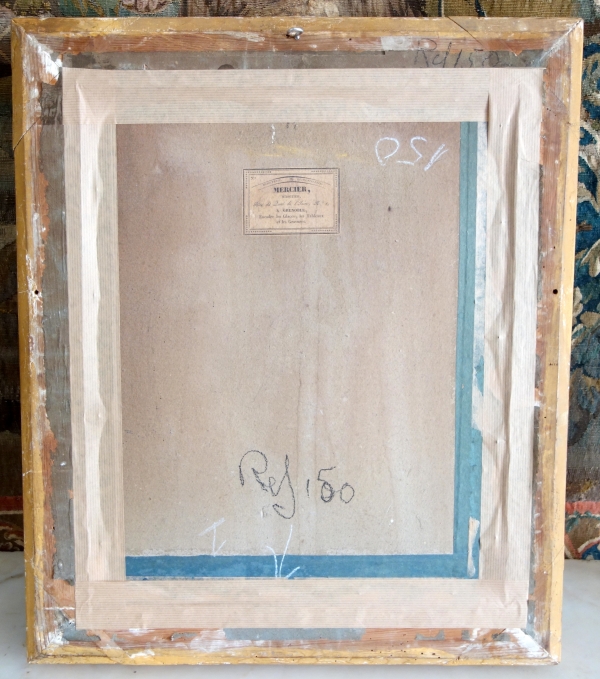 Gravure Royaliste - Louis Philippe Roi des Français, luxueux cadre en bois doré à la feuille d'or