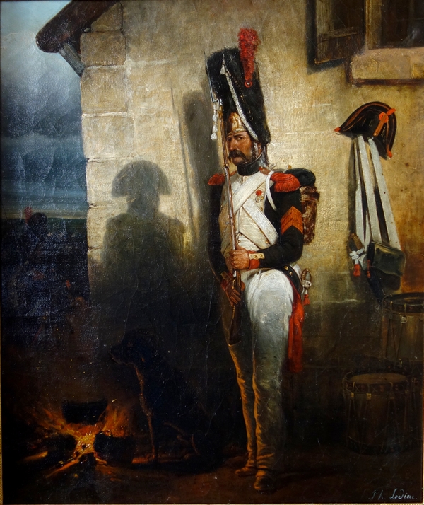 Philippe Ledieu : la veillée d'armes du Grenadier de la Garde Impériale - huile sur toile