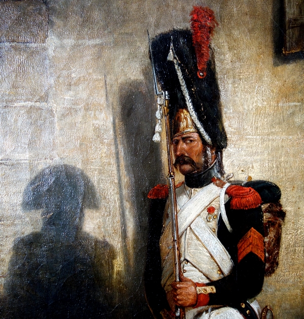 Philippe Ledieu : la veillée d'armes du Grenadier de la Garde Impériale - huile sur toile