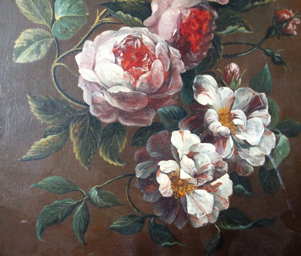 Early 18th century French school : bunch of roses painting - flowers