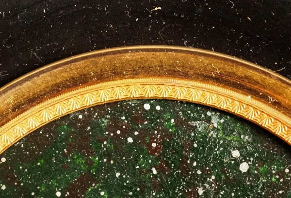 Miniature tête d'agneau, souvenir du Grand Tour, bronze doré sur fond porphyre