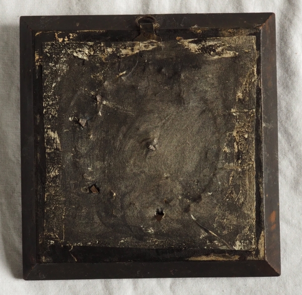 Miniature tête d'agneau, souvenir du Grand Tour, bronze doré sur fond porphyre