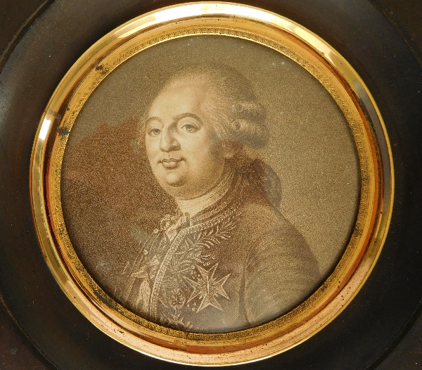 Royalist miniature - engraving, portrait of Louis XVI, early 19th century