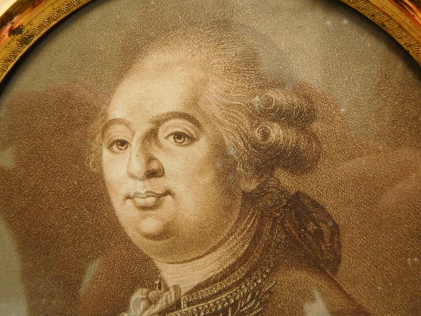 Royalist miniature - engraving, portrait of Louis XVI, early 19th century