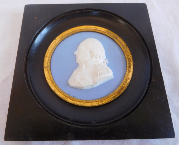 Miniature portrait of King of France Louis XVIII, Sevres porcelain biscuit, 19th century 