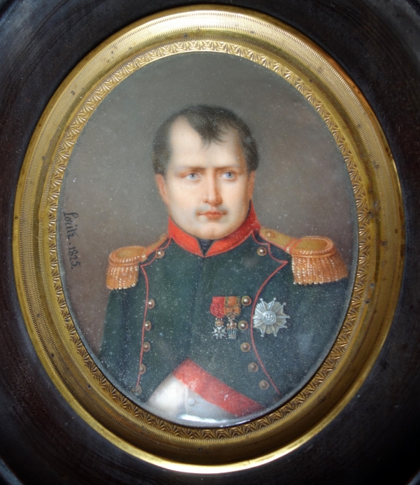 Portrait of Emperor Napoléon, miniature painting on ivory signed Francois Loritz - 1825