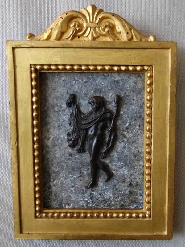 Souvenirs du Grand Tour - paire de tableaux miniatures en bronze, faux marbre et bois doré
