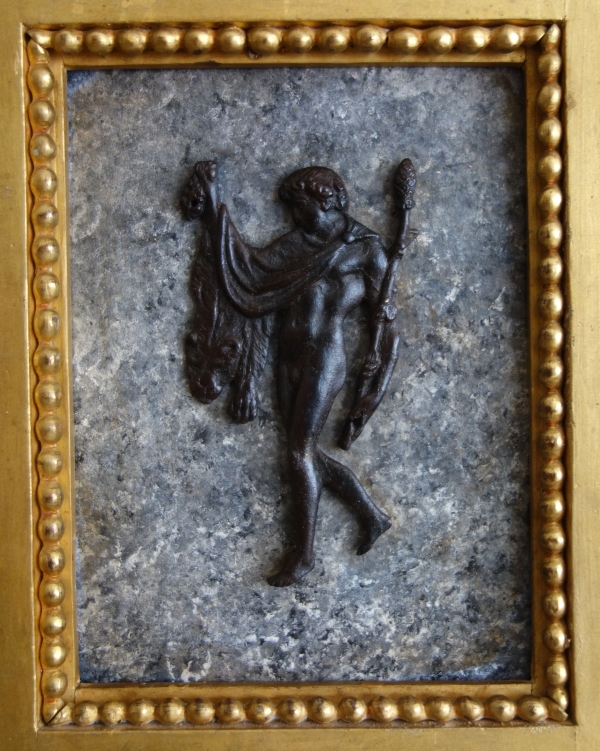 Souvenirs du Grand Tour - paire de tableaux miniatures en bronze, faux marbre et bois doré