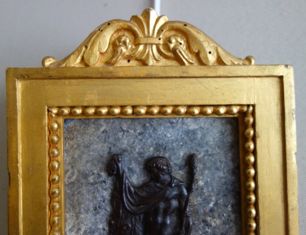 Souvenirs du Grand Tour - paire de tableaux miniatures en bronze, faux marbre et bois doré