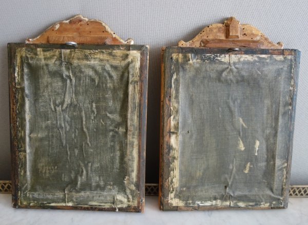 Souvenirs du Grand Tour - paire de tableaux miniatures en bronze, faux marbre et bois doré