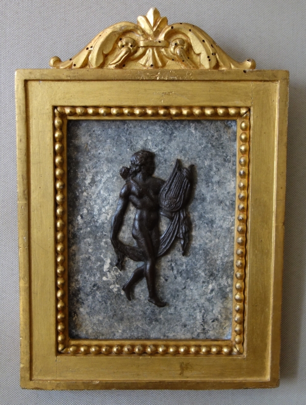 Souvenirs du Grand Tour - paire de tableaux miniatures en bronze, faux marbre et bois doré