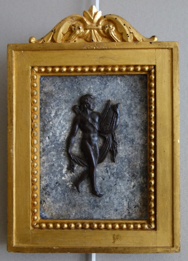 Souvenirs du Grand Tour - paire de tableaux miniatures en bronze, faux marbre et bois doré