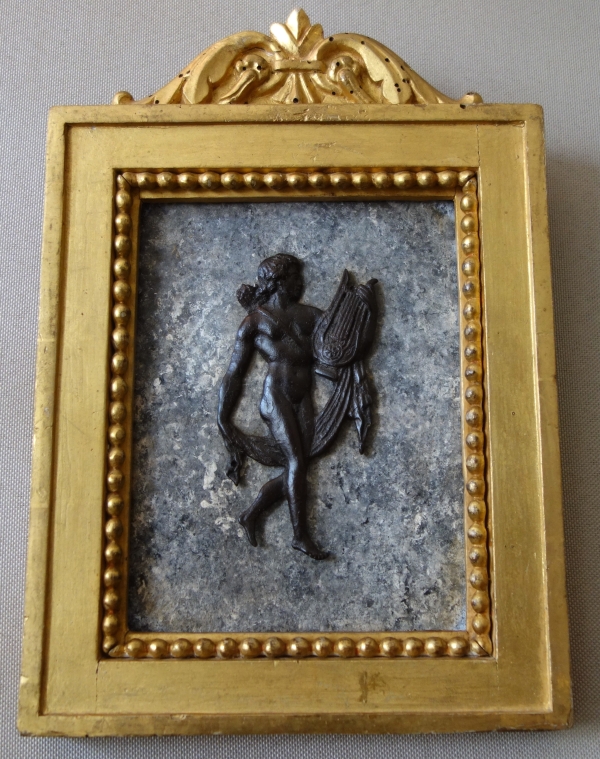 Souvenirs du Grand Tour - paire de tableaux miniatures en bronze, faux marbre et bois doré