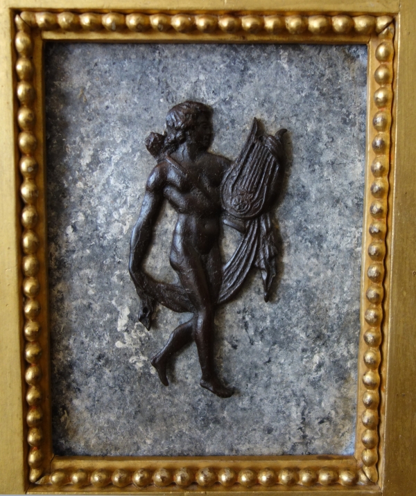 Souvenirs du Grand Tour - paire de tableaux miniatures en bronze, faux marbre et bois doré