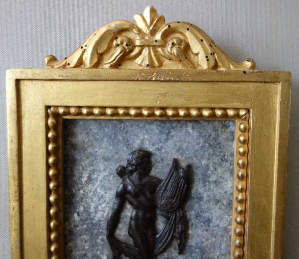 Souvenirs du Grand Tour - paire de tableaux miniatures en bronze, faux marbre et bois doré