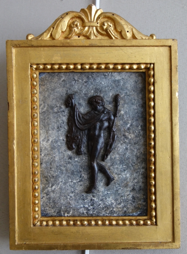 Souvenirs du Grand Tour - paire de tableaux miniatures en bronze, faux marbre et bois doré