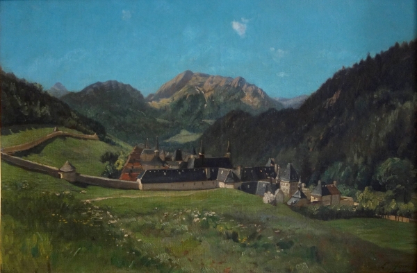 Ernest Victor Hareux : le Monastère de la Grande Chartreuse - école Dauphinoise du XIXe siècle