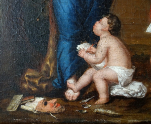 Ecole Française du début XVIIIe siècle, la muse Melpomène ou allégorie de la peinture - huile sur panneau