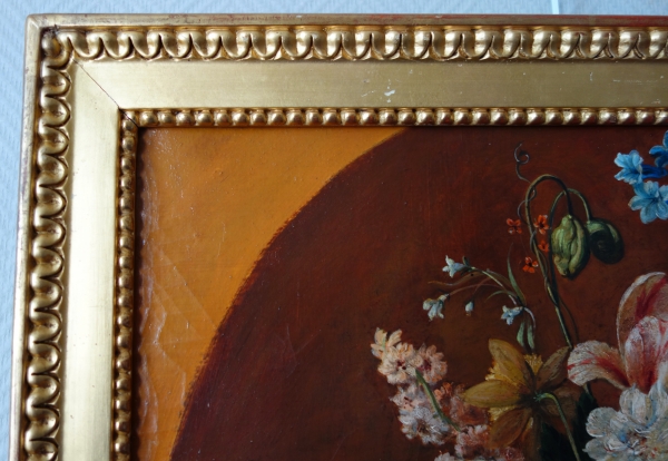 Ecole Française vers 1800, nature morte : tableau de fleurs, huile sur toile - 69cm x 63cm