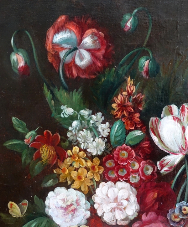 19th century French school, still life : bouquet of flowers, Louis XVI gilt wood frame - 61cm x 82cm