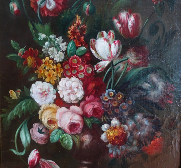 19th century French school, still life : bouquet of flowers, Louis XVI gilt wood frame - 61cm x 82cm