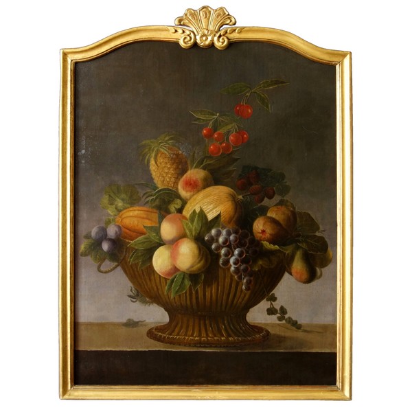 Ecole Française du XVIIIe siècle, nature morte au panier de fruits - huile sur toile 66cm x 88cm