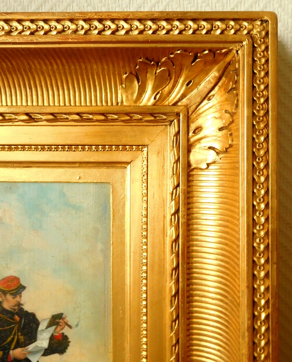Ecole Française du XIXe siècle, huile sur panneau : officier d'état-major au Cigare - 3e République