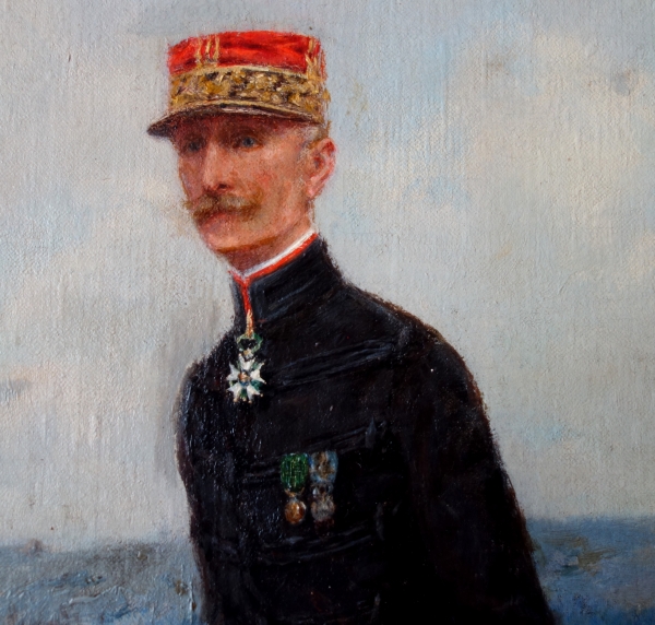 Portrait d'un Général de Cavalerie à cheval - huile sur toile