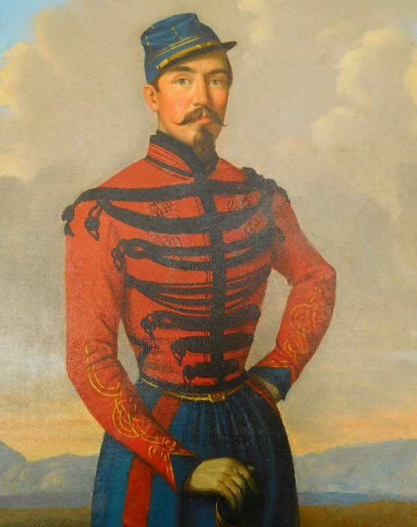 Large portrait of a Spahis officer in Algeria - 1860 oil on canvas