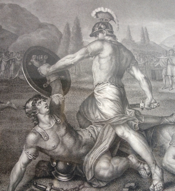 Pair of Empire engravings, gold leaf gilt wood frame, early 19th century circa 1820