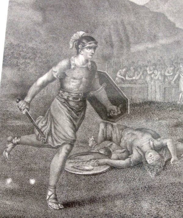 Pair of Empire engravings, gold leaf gilt wood frame, early 19th century circa 1820