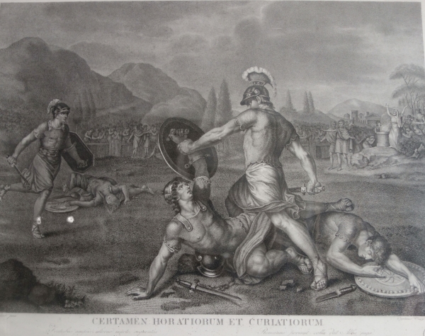 Pair of Empire engravings, gold leaf gilt wood frame, early 19th century circa 1820