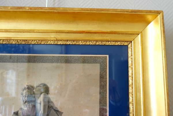 Paire de gravures Empire - Belisaire et Homère d'aprés Gérard - cadres en bois doré