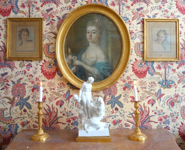 Demarteau d'après Boucher : paire de gravures à la manière du crayon - portraits de femmes XVIIIe