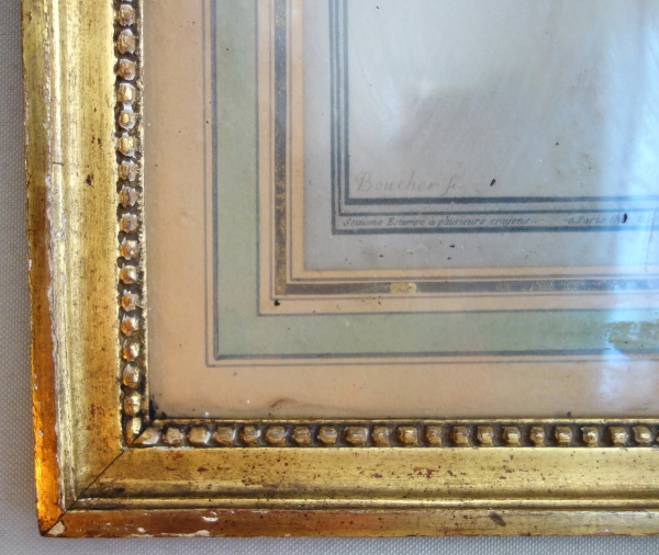 Demarteau d'après Boucher : paire de gravures à la manière du crayon - portraits de femmes XVIIIe