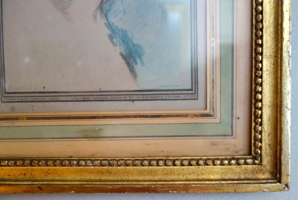 Demarteau d'après Boucher : paire de gravures à la manière du crayon - portraits de femmes XVIIIe