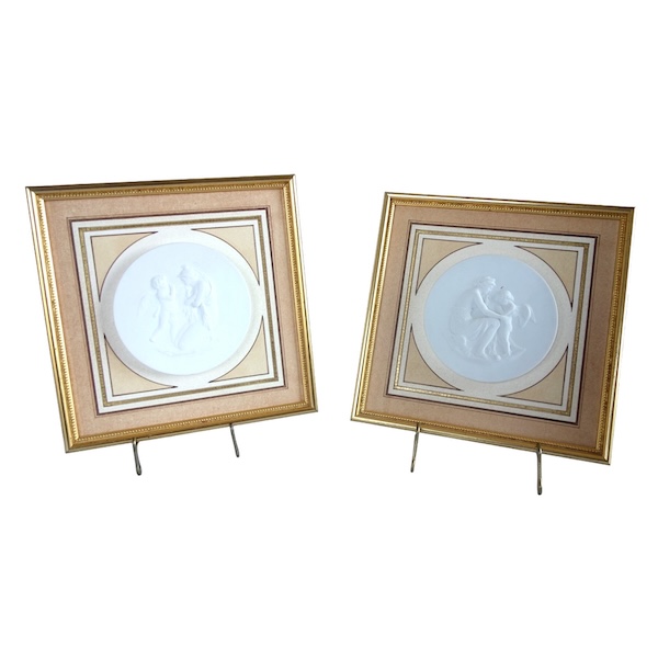 Sevres Manufacture : pair of biscuit miniatures - lesson to Love and lesson from Love after Boizot