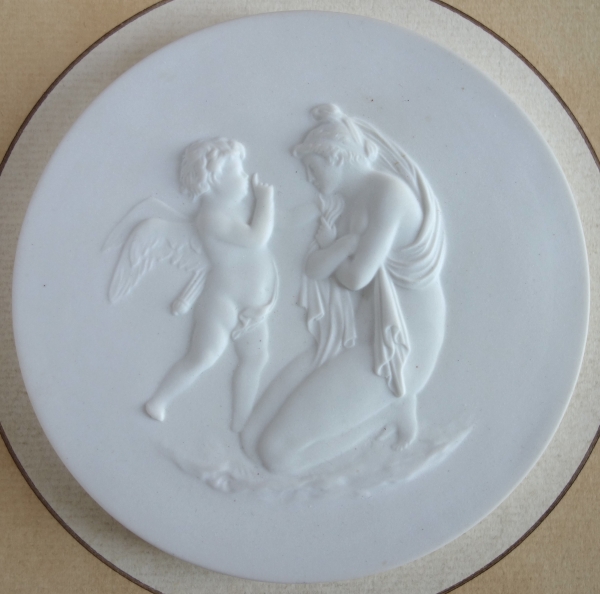 Sevres Manufacture : pair of biscuit miniatures - lesson to Love and lesson from Love after Boizot