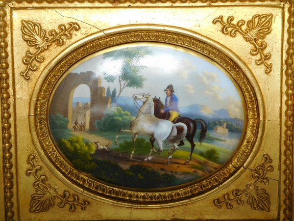 Pair of Empire ovale fine paintings on porcelain, early 19th century