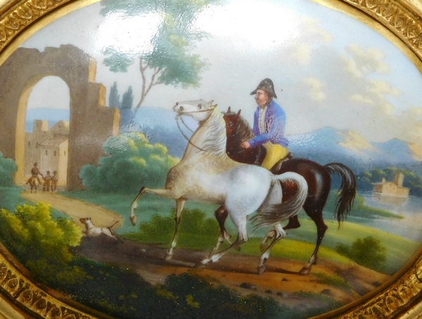 Pair of Empire ovale fine paintings on porcelain, early 19th century