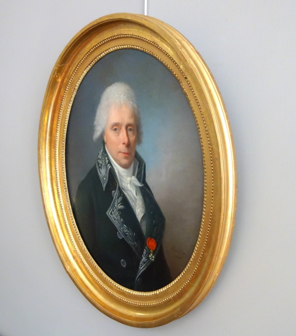 Jean-François Bellier : paire de portraits, sa sœur Philippine et son mari Edme Bochet vers 1800