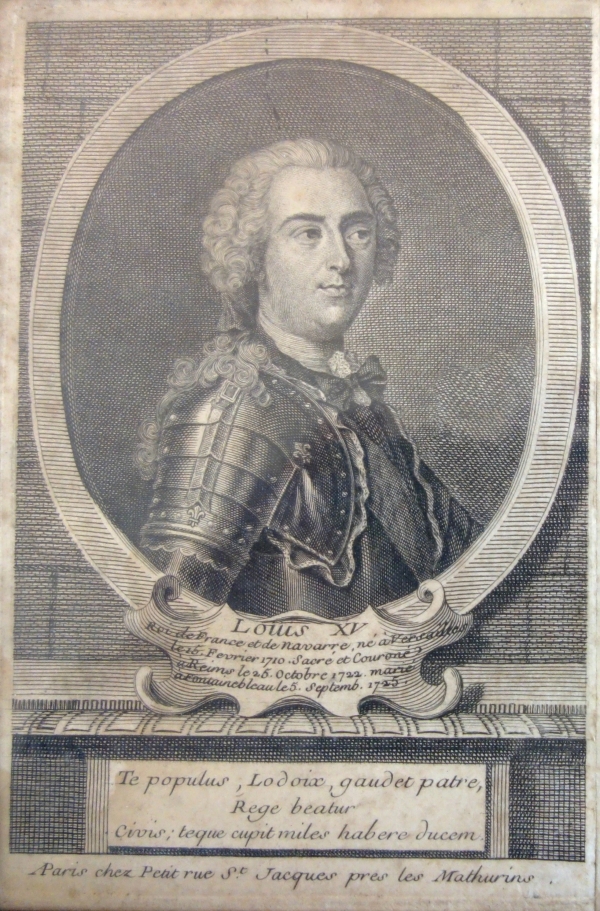 Paire de portraits gravures du Roi Louis XV et de la Reine Marie Leczinska - époque XVIIIe siècle