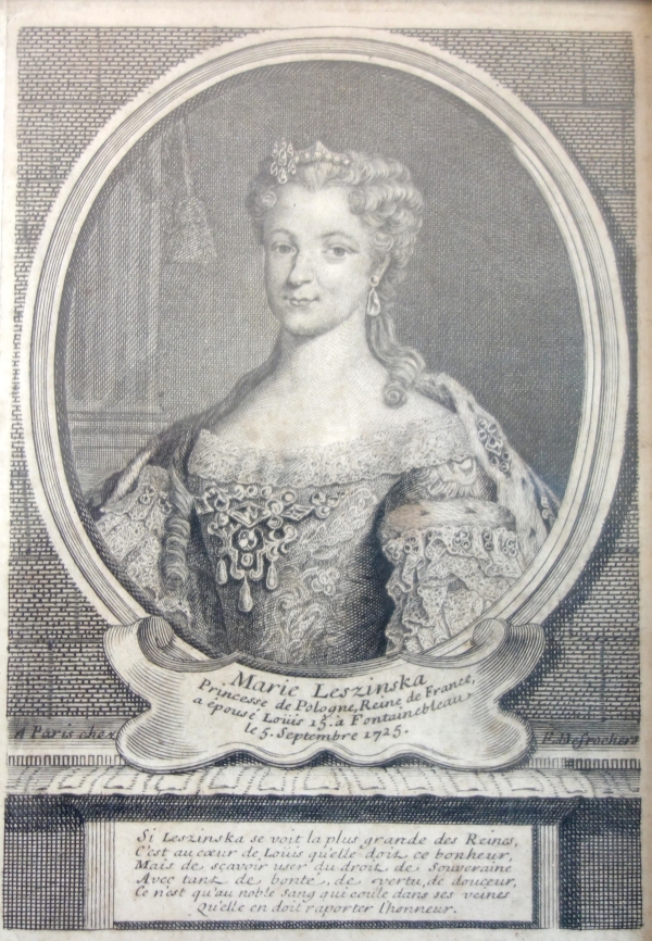 Paire de portraits gravures du Roi Louis XV et de la Reine Marie Leczinska - époque XVIIIe siècle